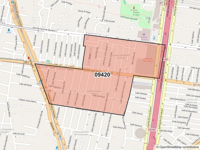 Mapa del código postal 09420, Iztapalapa, Ciudad de México