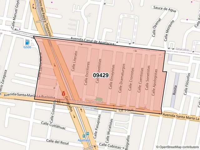 Mapa del código postal 09429, Iztapalapa, Ciudad de México