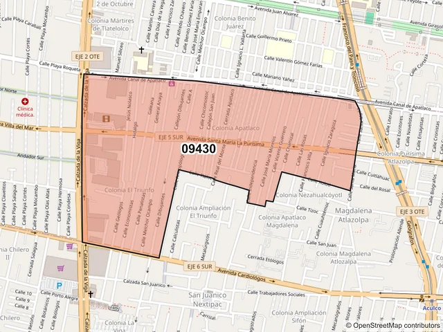 Mapa del código postal 09430, Iztapalapa, Ciudad de México