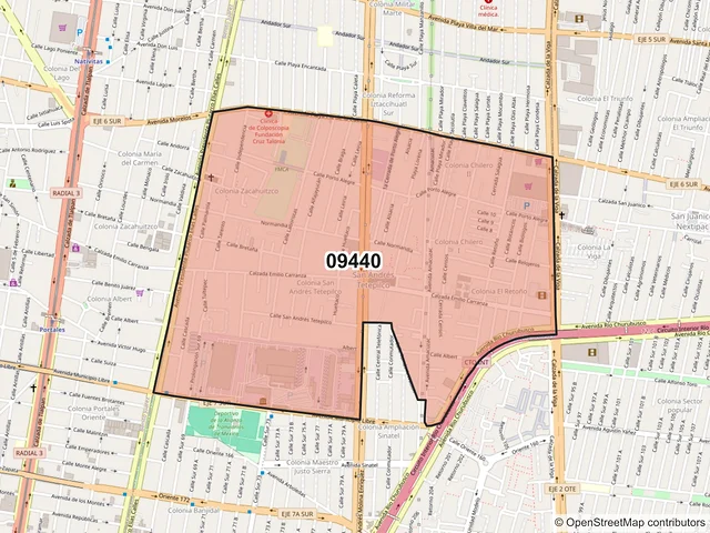 Mapa del código postal 09440, Iztapalapa, Ciudad de México