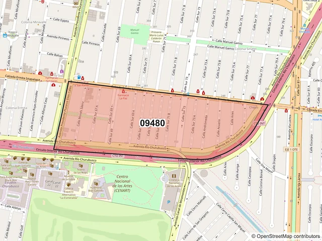Mapa del código postal 09480, Iztapalapa, Ciudad de México