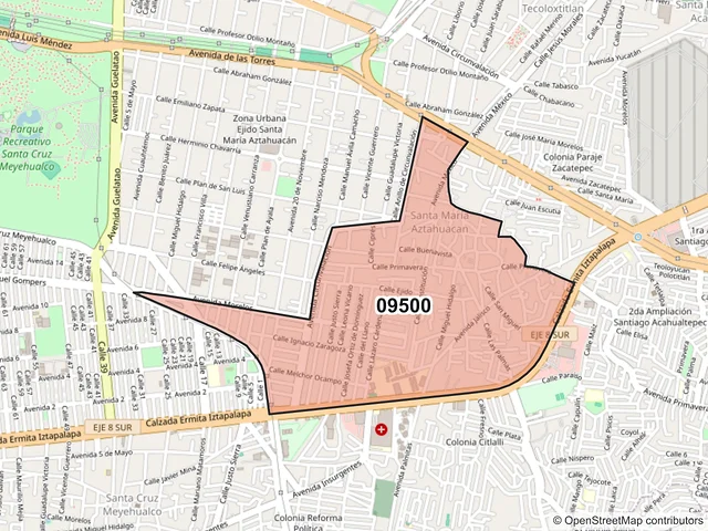 Mapa del código postal 09500, Iztapalapa, Ciudad de México