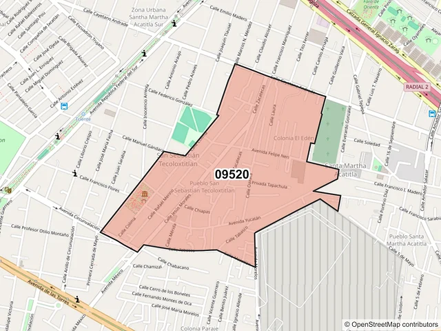 Mapa del código postal 09520, Iztapalapa, Ciudad de México