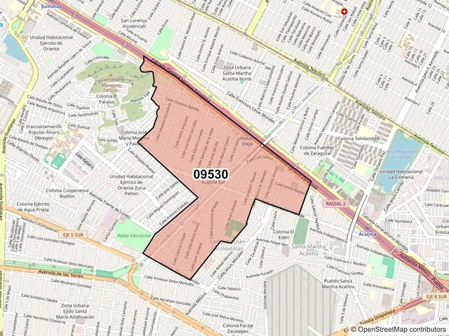 Mapa del código postal 09530, Iztapalapa, Ciudad de México