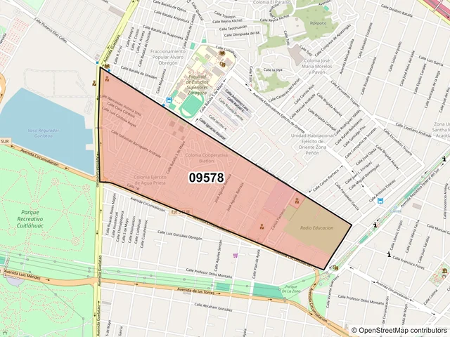 Mapa del código postal 09578, Iztapalapa, Ciudad de México