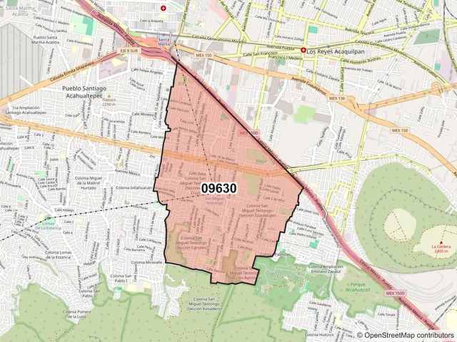 Mapa del código postal 09630, Iztapalapa, Ciudad de México