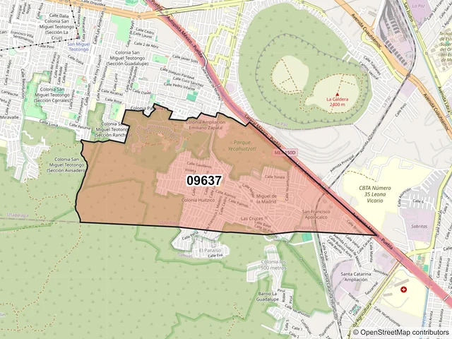 Mapa del código postal 09637, Iztapalapa, Ciudad de México