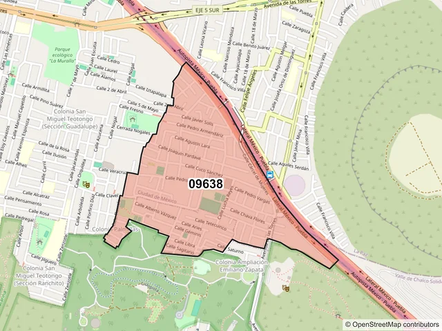 Mapa del código postal 09638, Iztapalapa, Ciudad de México
