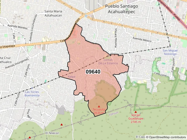 Mapa del código postal 09640, Iztapalapa, Ciudad de México