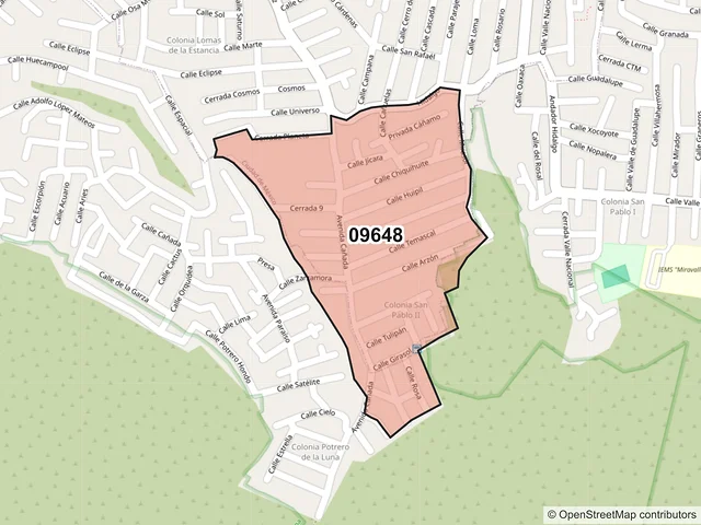 Mapa del código postal 09648, Iztapalapa, Ciudad de México