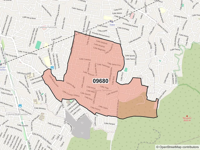 Mapa del código postal 09680, Iztapalapa, Ciudad de México