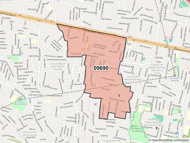 Mapa del código postal 09690, Iztapalapa, Ciudad de México