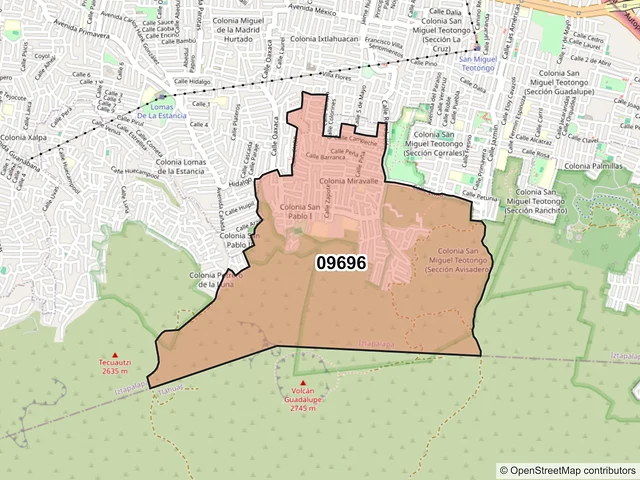 Mapa del código postal 09696, Iztapalapa, Ciudad de México