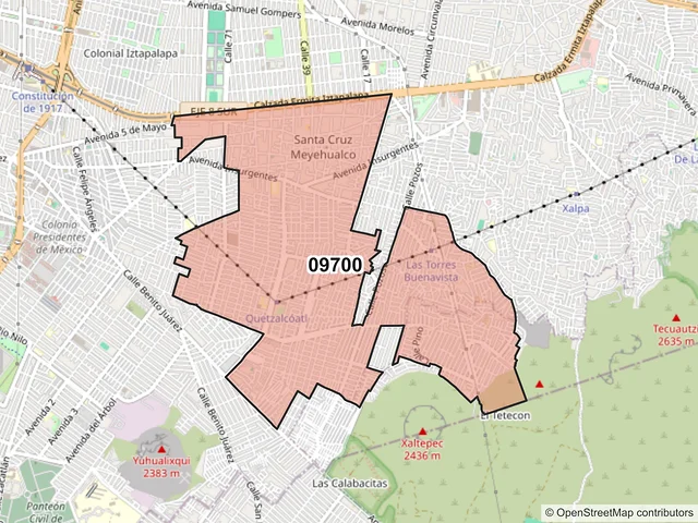 Mapa del código postal 09700, Iztapalapa, Ciudad de México