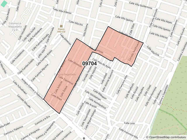 Mapa del código postal 09704, Iztapalapa, Ciudad de México