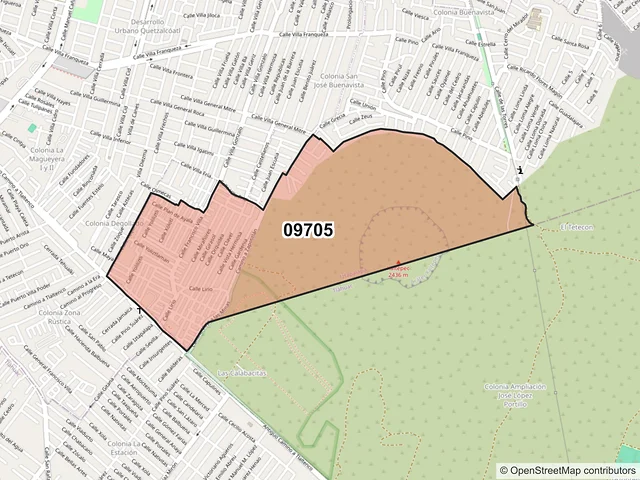 Mapa del código postal 09705, Iztapalapa, Ciudad de México