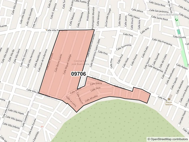Mapa del código postal 09706, Iztapalapa, Ciudad de México