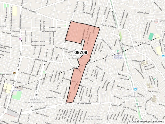 Mapa del código postal 09709, Iztapalapa, Ciudad de México