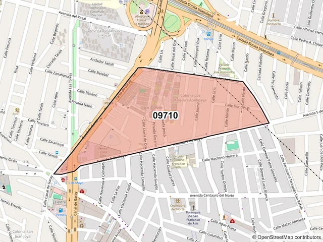 Mapa del código postal 09710, Iztapalapa, Ciudad de México