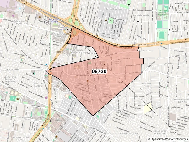 Mapa del código postal 09720, Iztapalapa, Ciudad de México