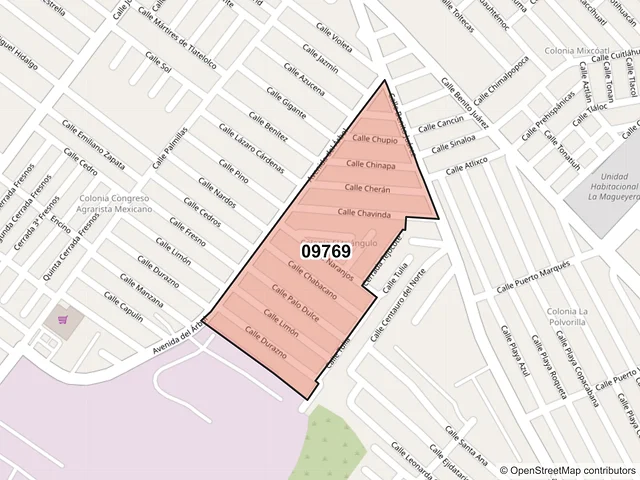 Mapa del código postal 09769, Iztapalapa, Ciudad de México