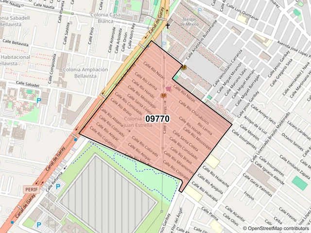 Mapa del código postal 09770, Iztapalapa, Ciudad de México