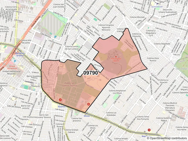 Mapa del código postal 09790, Iztapalapa, Ciudad de México