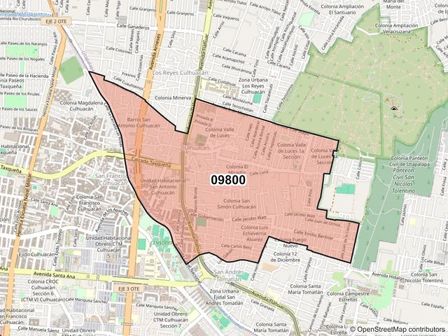 Mapa del código postal 09800, Iztapalapa, Ciudad de México