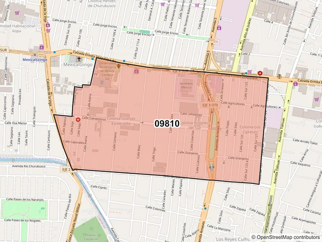 Mapa del código postal 09810, Iztapalapa, Ciudad de México