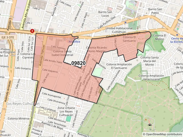 Mapa del código postal 09820, Iztapalapa, Ciudad de México