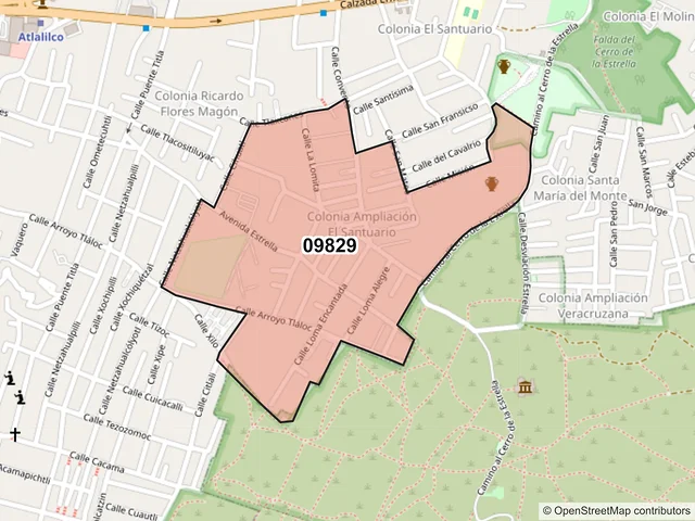 Mapa del código postal 09829, Iztapalapa, Ciudad de México