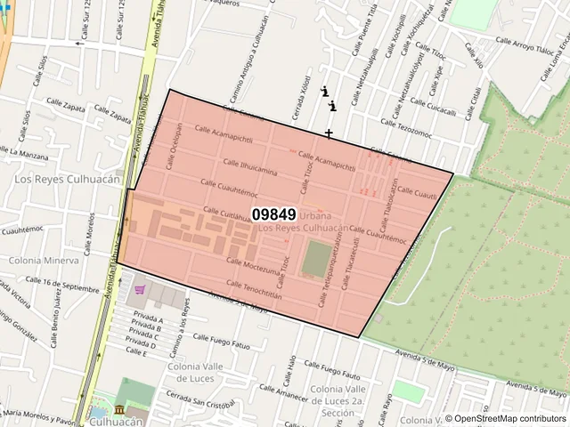 Mapa del código postal 09849, Iztapalapa, Ciudad de México