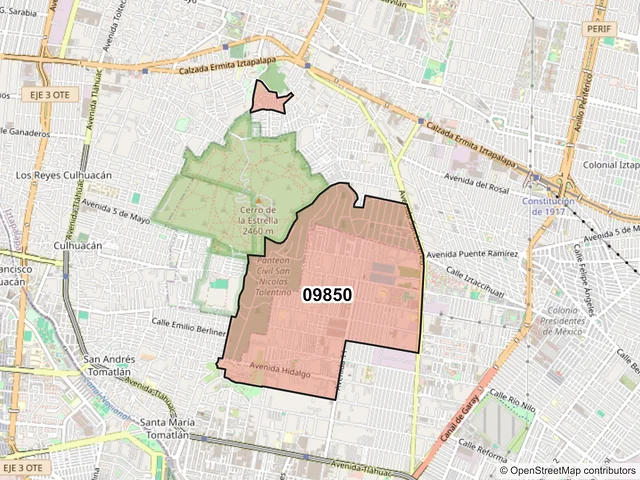 Mapa del código postal 09850, Iztapalapa, Ciudad de México
