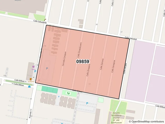 Mapa del código postal 09859, Iztapalapa, Ciudad de México