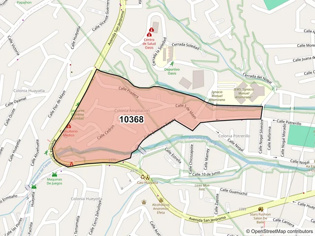 Mapa del código postal 10368, La Magdalena Contreras, Ciudad de México