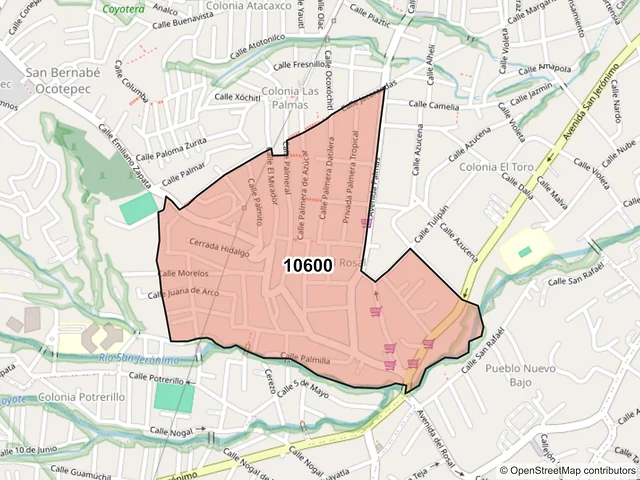 Mapa del código postal 10600, La Magdalena Contreras, Ciudad de México