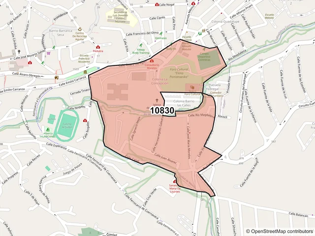Mapa del código postal 10830, La Magdalena Contreras, Ciudad de México