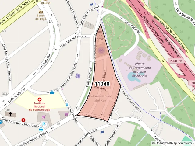 Mapa del código postal 11040, Miguel Hidalgo, Ciudad de México