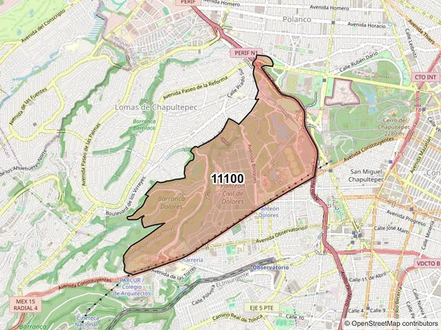 Mapa del código postal 11100, Miguel Hidalgo, Ciudad de México