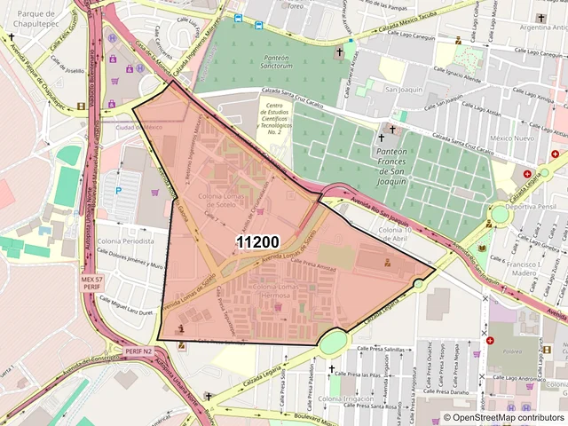 Mapa del código postal 11200, Miguel Hidalgo, Ciudad de México