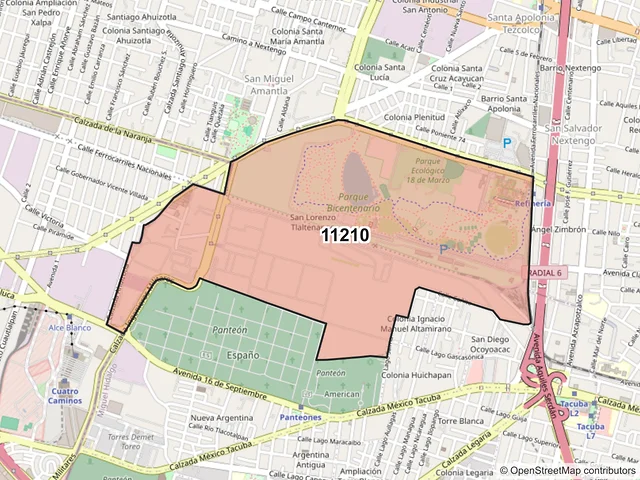 Mapa del código postal 11210, Miguel Hidalgo, Ciudad de México