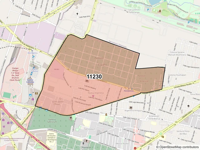 Mapa del código postal 11230, Miguel Hidalgo, Ciudad de México