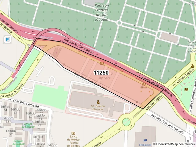 Mapa del código postal 11250, Miguel Hidalgo, Ciudad de México