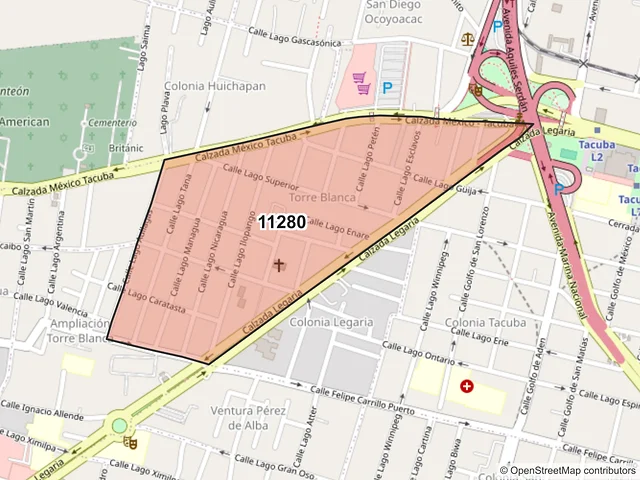 Mapa del código postal 11280, Miguel Hidalgo, Ciudad de México