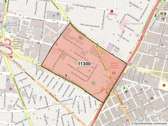 Mapa del código postal 11300, Miguel Hidalgo, Ciudad de México