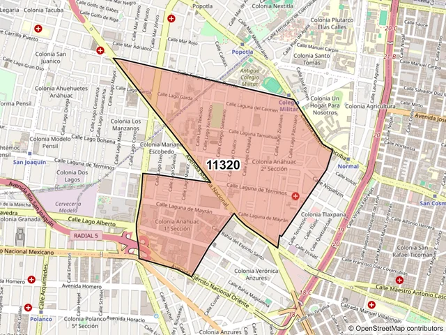 Mapa del código postal 11320, Miguel Hidalgo, Ciudad de México