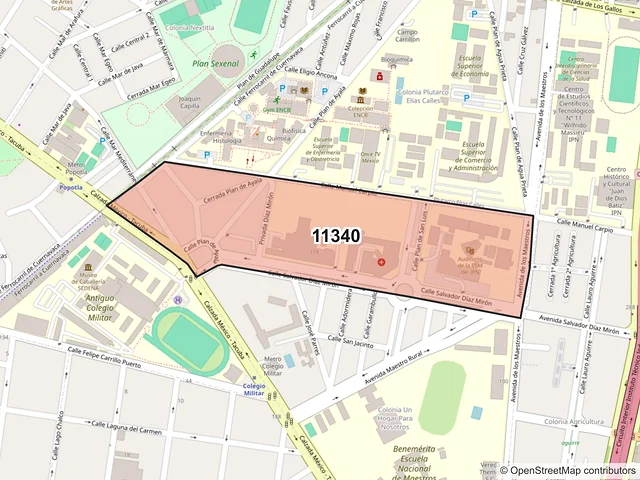 Mapa del código postal 11340, Miguel Hidalgo, Ciudad de México