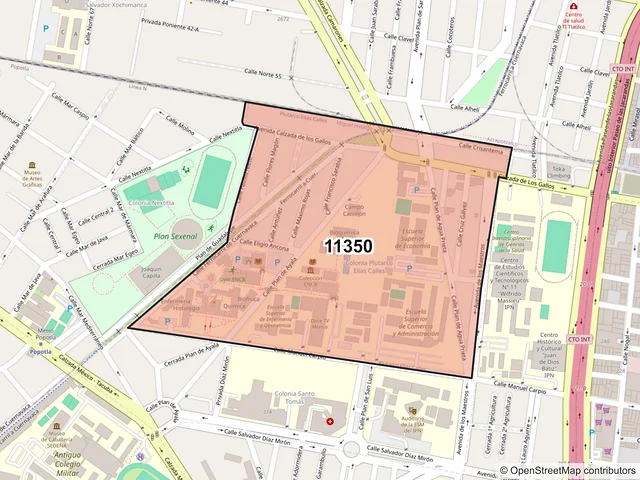 Mapa del código postal 11350, Miguel Hidalgo, Ciudad de México