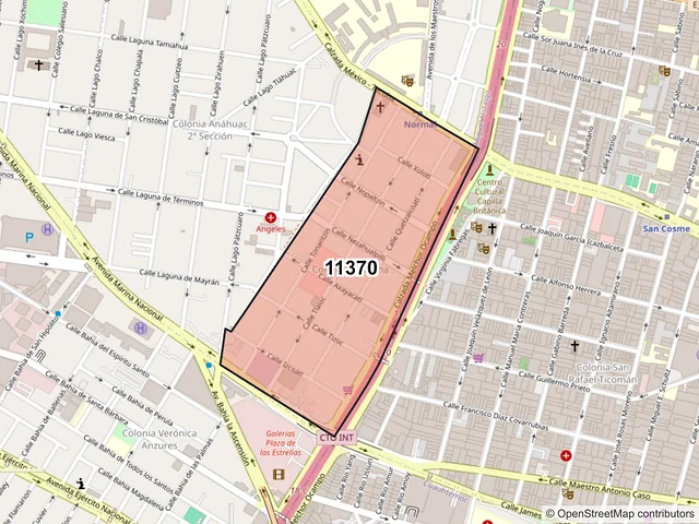 Mapa del código postal 11370, Miguel Hidalgo, Ciudad de México