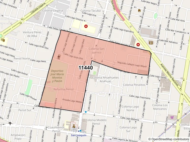 Mapa del código postal 11440, Miguel Hidalgo, Ciudad de México